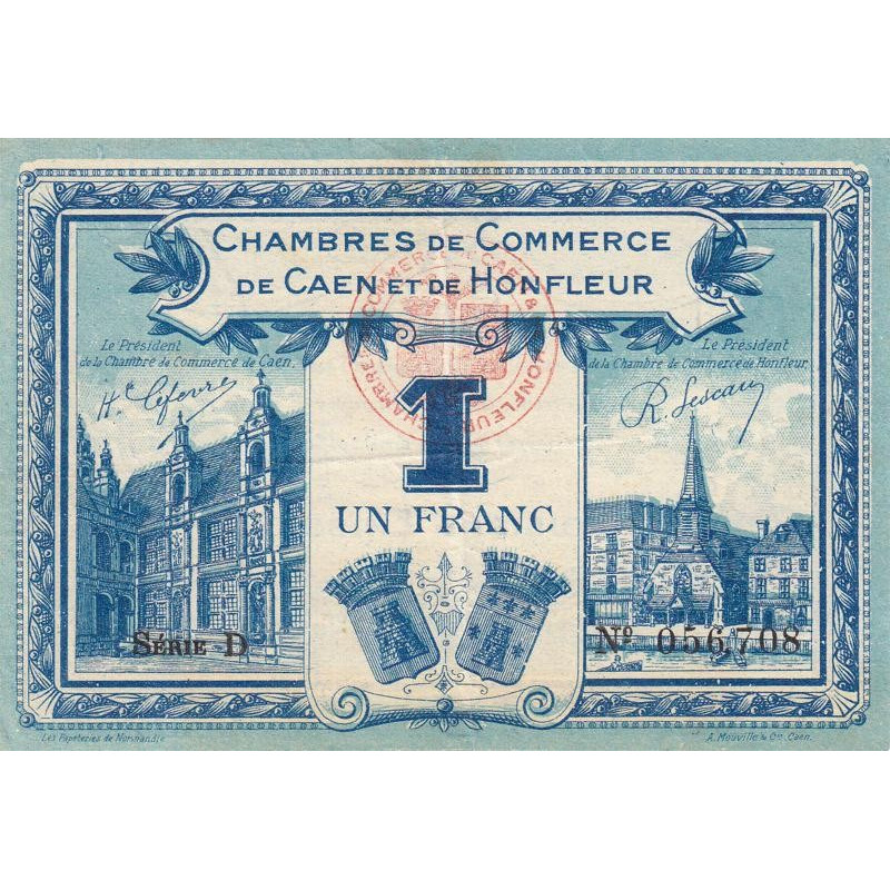 Caen & Honfleur - Pirot 34-18 - 1 franc - Série D - 1920 - Etat : TTB