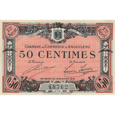 Angoulême - Pirot 9-9 - 50 centimes - 2ème série - 15/01/1915 - Etat : SPL