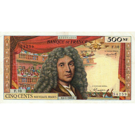 F 60-04 - 04/01/1963 - 500 nouv. francs - Molière - Série F.10 - Etat : TB+