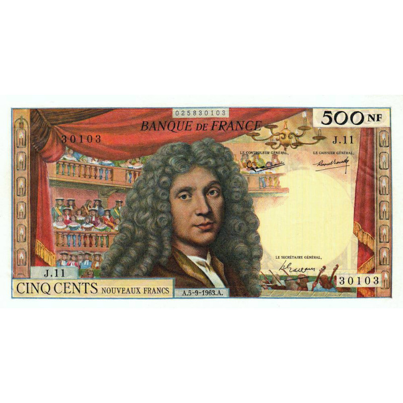 F 60-05 - 05/09/1963 - 500 nouv. francs - Molière - Série J.11 - Etat : SUP+