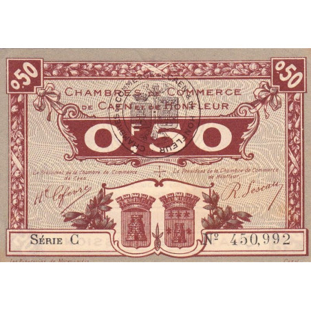 Caen & Honfleur - Pirot 34-20 - 50 centimes - Série -C 1920 - Etat : SUP+