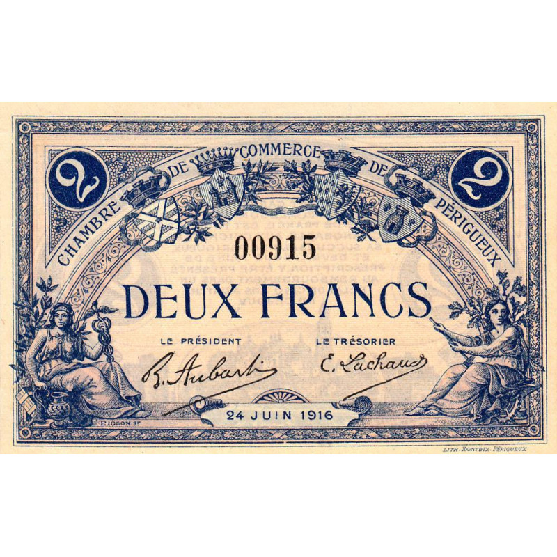 Périgueux - Pirot 98-20 - 2 francs - 24/06/1916 - Etat : NEUF