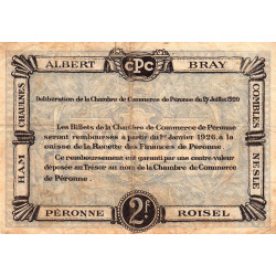 Péronne - Pirot 99-3 - 2 francs - Série S.B - 27/07/1920 - Etat : TB