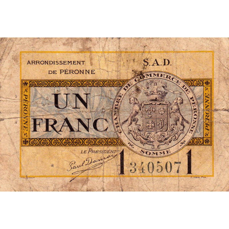Péronne - Pirot 99-4a - 1 franc - Série S.A.D. - 18/10/1921 - Etat : B