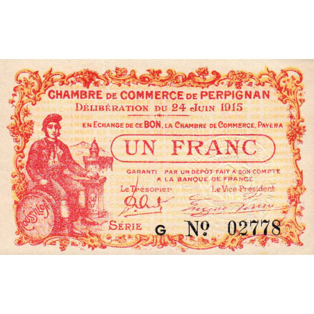 Perpignan - Pirot 100-7 - 1 franc - Série G - 24/06/1915 - Etat : SUP