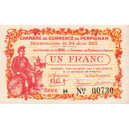 Perpignan - Pirot 100-7 - 1 franc - Série H - 24/06/1915 - Etat : NEUF