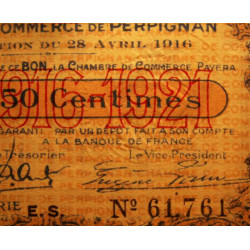 Perpignan - Pirot 100-14 - 50 centimes - Série E.S. - 28/04/1916 - Etat : SUP