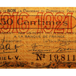 Perpignan - Pirot 100-14 - 50 centimes - Série L.V. - 28/04/1916 - Etat : SUP+