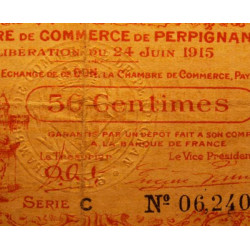 Perpignan - Pirot 100-5 - 50 centimes - Série C - 24/06/1915 - Etat : TB