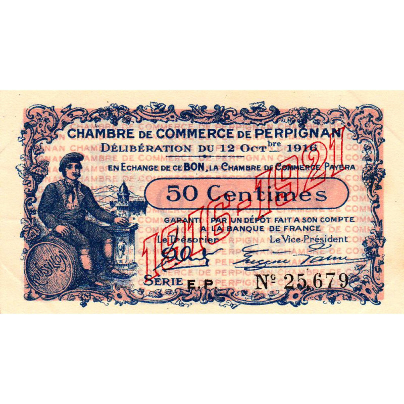 Perpignan - Pirot 100-19 - 50 centimes - Série E.P. - 12/10/1916 - Etat : SUP