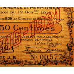 Perpignan - Pirot 100-19 - 50 centimes - Série J.B. - 12/10/1916 - Etat : SUP+