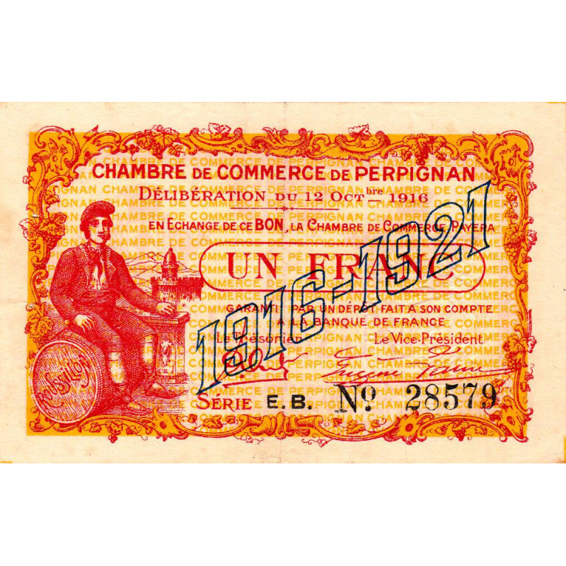 Perpignan - Pirot 100-20 - 1 franc - Série E.B. - 12/10/1916 - Etat : TTB+