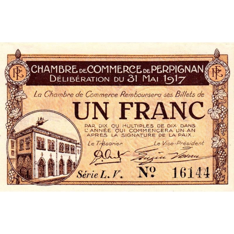 Perpignan - Pirot 100-23 - 1 franc - Série L.V. - 31/05/1917 - Etat : SUP+ à SPL