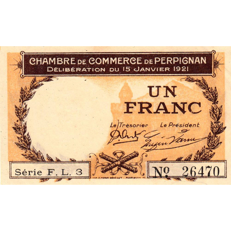 Perpignan - Pirot 100-32 - 1 franc - Série F.L.3 - 15/01/1921 - Etat : SUP+ à SPL