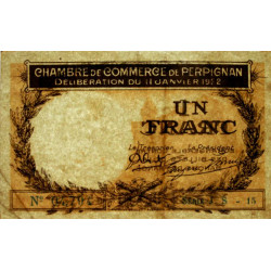 Perpignan - Pirot 100-34a - 1 franc - Série J.S.15 - 11/01/1922 - Etat : TTB