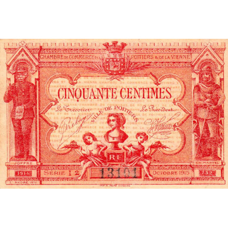 Poitiers et Vienne - Pirot 101-8 - 50 centimes - Série I2 - 07/1917 - Etat : SUP