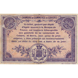 Cahors (Lot) - Pirot 35-5 - 50 centimes - Série D - 01/01/1915 - Etat : TTB+