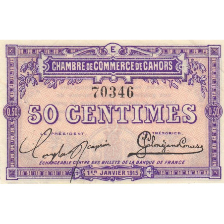 Cahors (Lot) - Pirot 35-5 - 50 centimes - Série E - 01/01/1915 - Etat : SUP