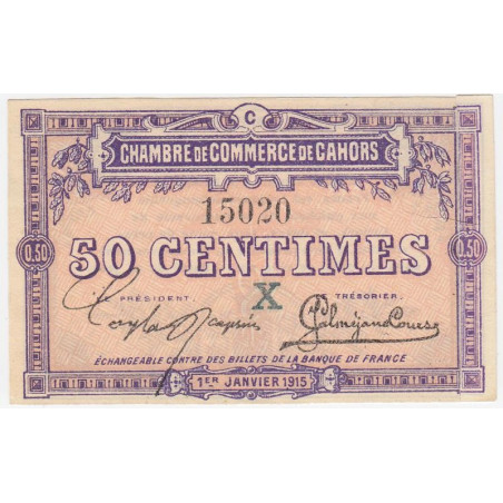 Cahors (Lot) - Pirot 35-9 - 50 centimes - Série C - 01/01/1915 - Etat : TB