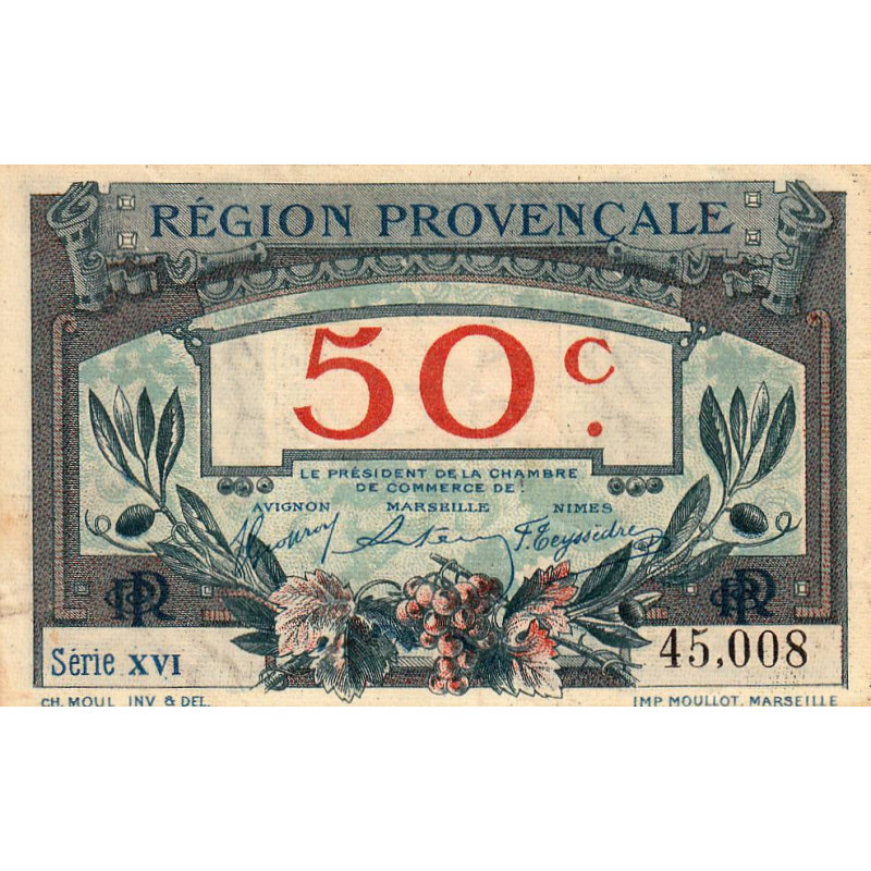 Région Provençale - Pirot 102-1 - 50 centimes - Série XVI - Sans date - Etat : TTB
