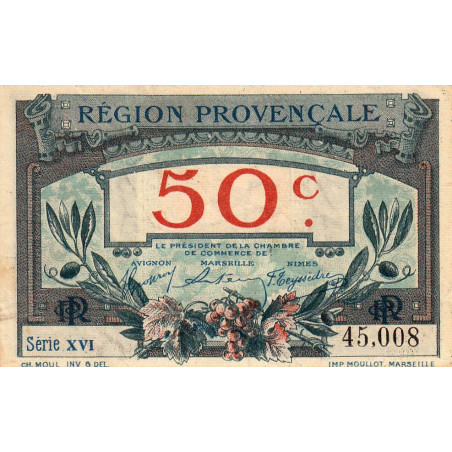 Région Provençale - Pirot 102-1 - 50 centimes - Série XVI - Sans date - Etat : TTB