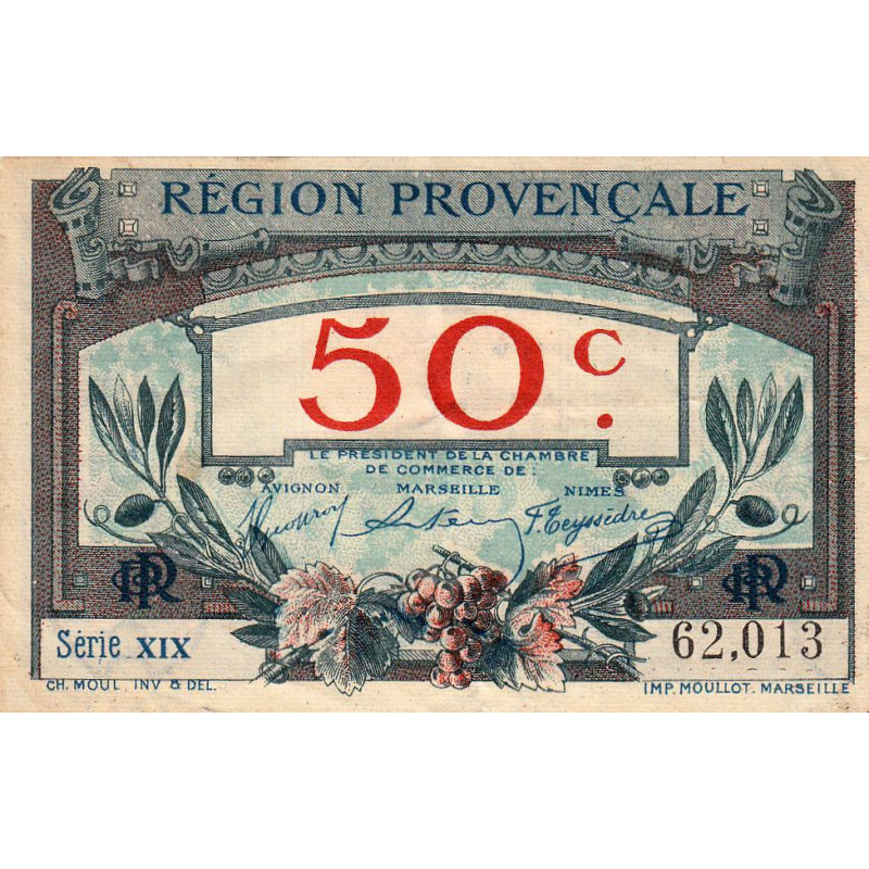 Région Provençale - Pirot 102-1 - 50 centimes - Série XIX - Sans date - Etat : TTB-
