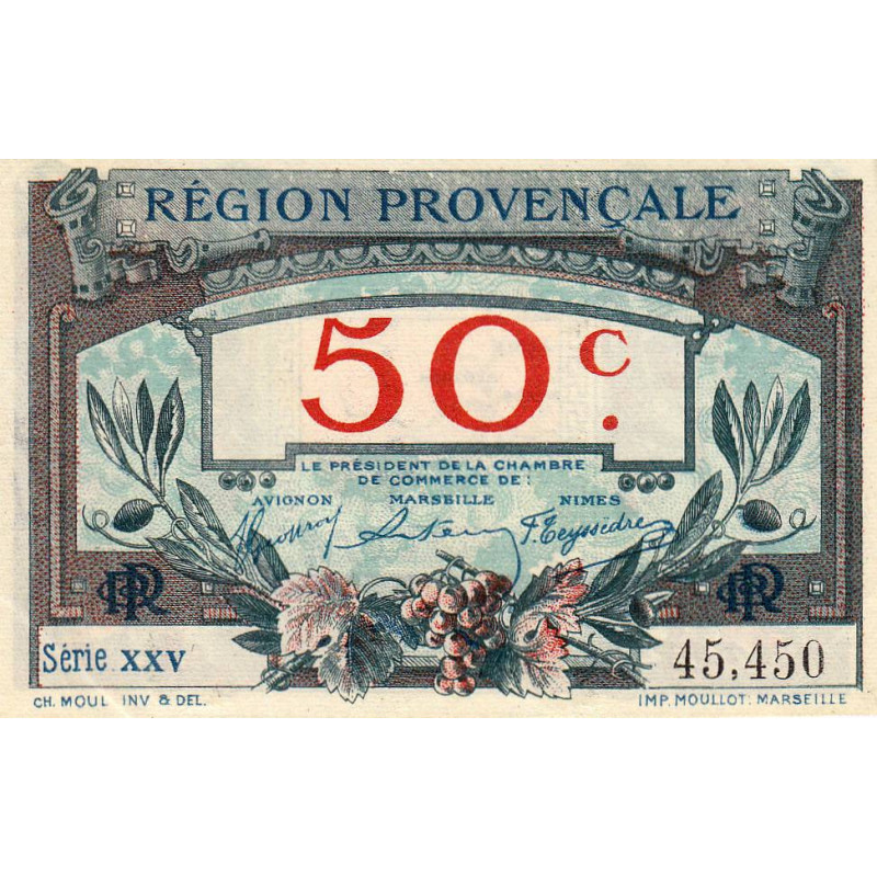 Région Provençale - Pirot 102-1 - 50 centimes - Série XXV - Sans date - Etat : SUP+