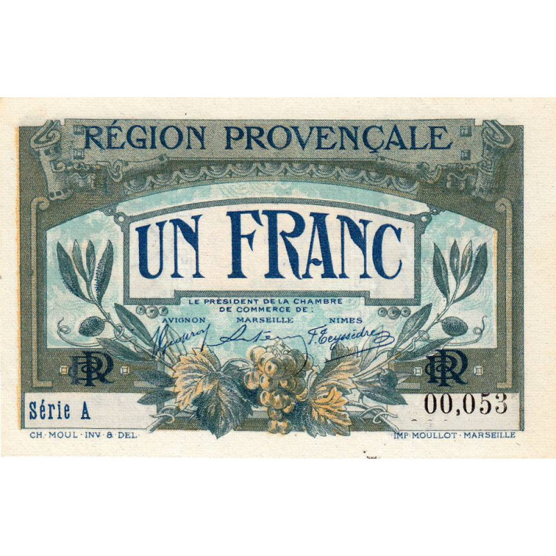 Région Provençale - Pirot 102-4 - 1 franc - Série A - Sans date - Petit numéro - Etat : NEUF