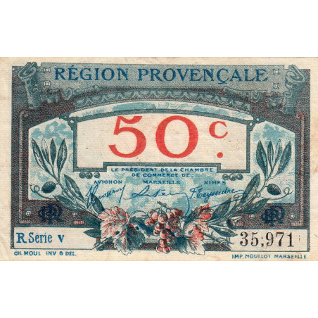 Région Provençale - Pirot 102-7 - 50 centimes - R Série V - Sans date - Etat : TB+