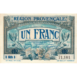 Région Provençale - Pirot 102-8 - 1 franc - R Série B - Sans date - Etat : pr.NEUF