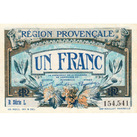 Région Provençale - Pirot 102-8 - 1 franc - R Série L - Sans date - Etat : SPL