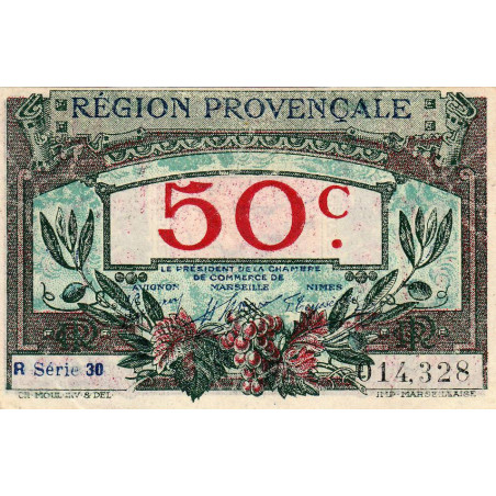 Région Provençale - Pirot 102-9 - 50 centimes - R Série 30 - Sans date - Etat : SUP
