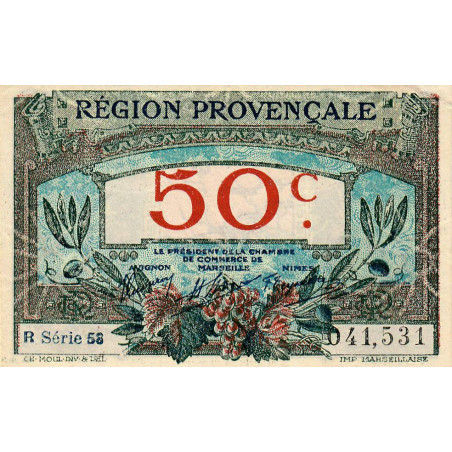Région Provençale - Pirot 102-9 - 50 centimes - R Série 58 - Sans date - Etat : SUP