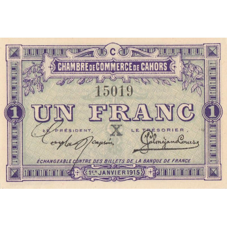 Cahors (Lot) - Pirot 35-11 - 1 franc - Série C - 01/01/1915 - Etat : SPL+