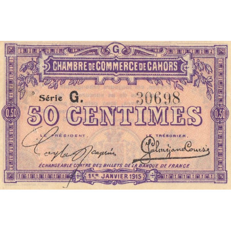 Cahors (Lot) - Pirot 35-12 - 50 centimes - Série G. - 01/01/1915 - Etat : TTB+