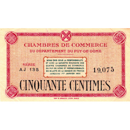 Puy-de-Dôme - Pirot 103-19 - 50 centimes - Série AJ 135 - Sans date - Etat : TTB+
