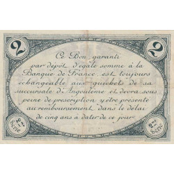 Angoulême - Pirot 9-12 - 2 francs - 2ème série - 15/01/1915 - Etat : TTB-