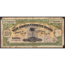 Afrique Occidentale Britannique - Pick 7b_8 - 10 shillings - Série P/1 - 27/05/1948 - Etat : B+