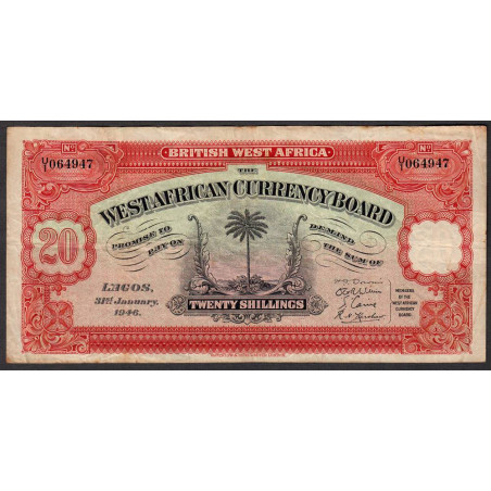 Afrique Occidentale Britannique - Pick 8b_6 - 20 shillings - Série U/1 - 31/01/1946 - Etat : TB+