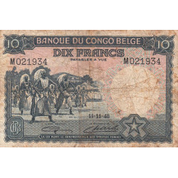 Congo Belge - Pick 14E - 10 francs - 11/11/1948 - Etat : B+