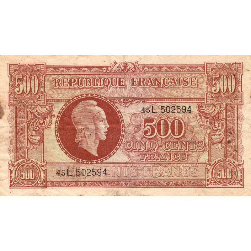 VF 11-1 - 500 francs - Marianne - 1945 - Etat : TB-
