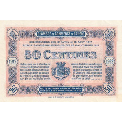 Cahors (Lot) - Pirot 35-17 - 50 centimes - Série H - 21/04/1917 - Etat : SPL+