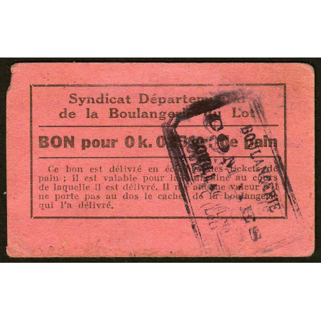 46 - Souillac - Boulangerie Combes - Bon pour 0k,025 de pain - Etat : TB+