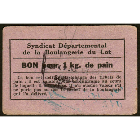 46 - Souillac - Boulangerie Combes - Bon pour 1 kg. de pain - Etat : TTB