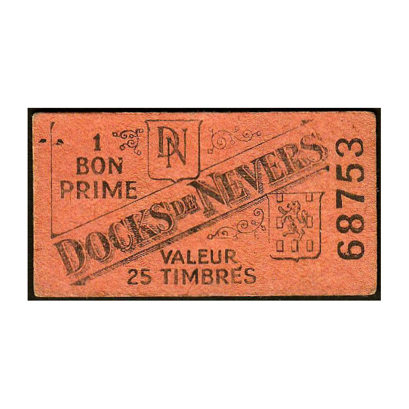 58 - Nevers - Docks de Nevers - Valeur 25 timbres - Type 3 - Etat : TTB