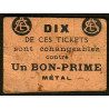 69 - Lyon - Sté Eco. d'Alimentation - Ticket prime 1 fr. d'achat - Type 1 - Etat : TB