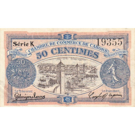 Cahors (Lot) - Pirot 35-21 - 50 centimes - Série K - 07/11/1918 - Etat : SUP