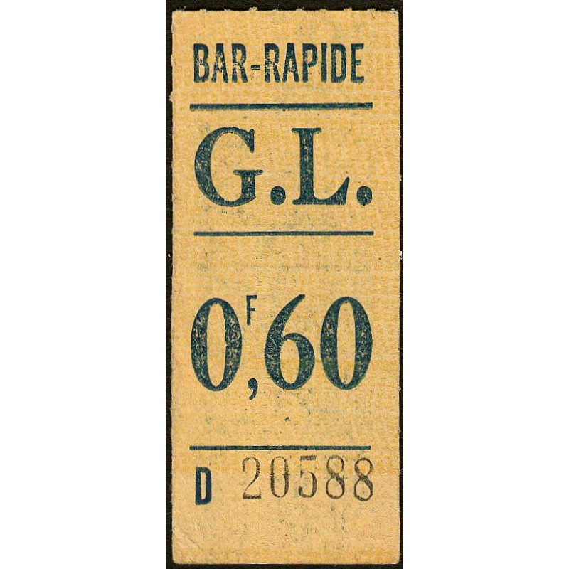 75 - Paris - Galerie Lafayette - Bar rapide 0,60 franc - Etat : SPL