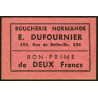 75 - Paris - Boucherie Normande - Rue de Belleville - 2 francs - Etat : SUP