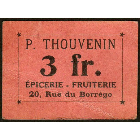 75 - Paris - Epicerie, Fruiterie - Rue du Borrégo - 3 francs - Etat : TTB